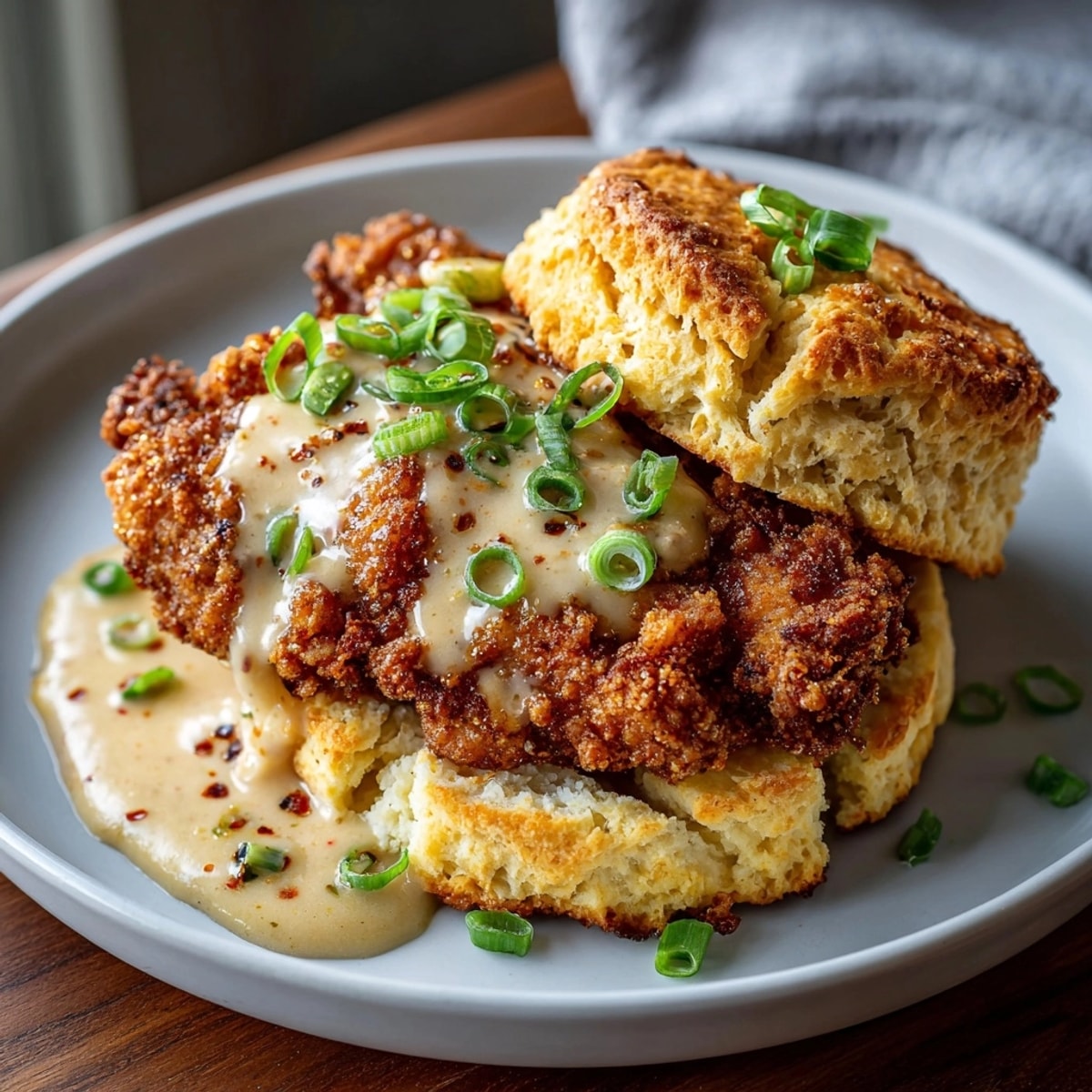 Savory Southern Buttermilk Chicken &amp; Cheddar Biscuits: golden crust, juicy chicken, comfort redefined.