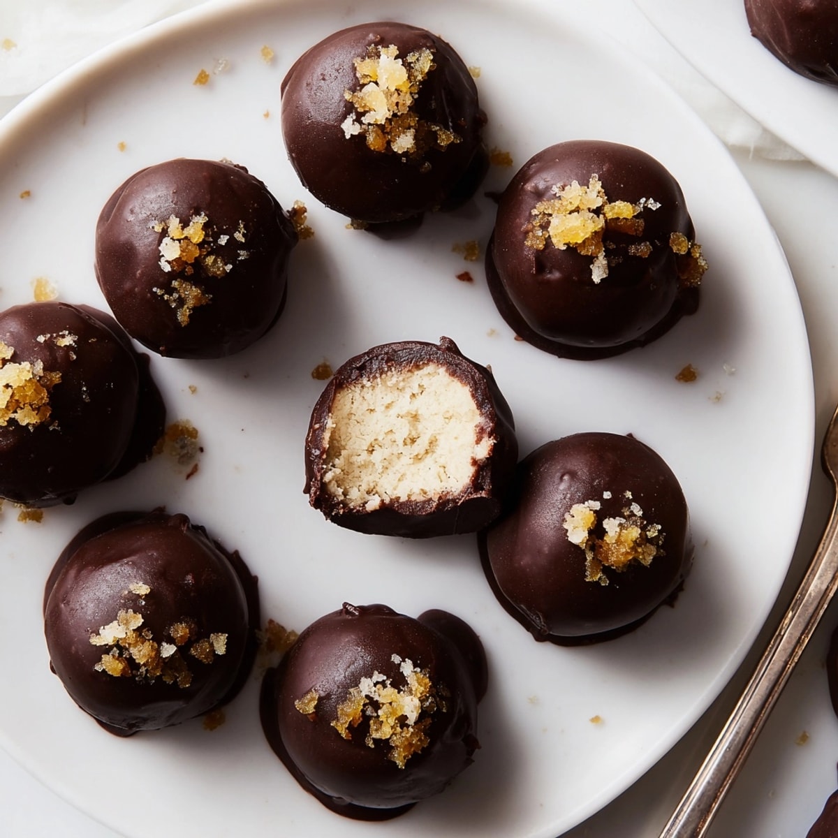 Cinnamon Ginger Ricotta Truffles: Creamy spiced centers enrobed in rich dark chocolate.