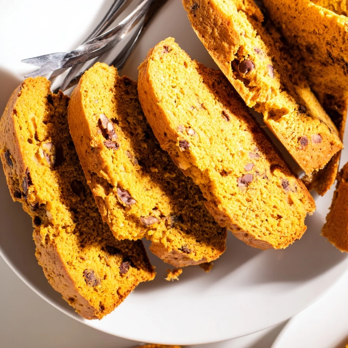 Golden-brown gingerbread pumpkin muffin biscotti served with coffee for holiday cheer.