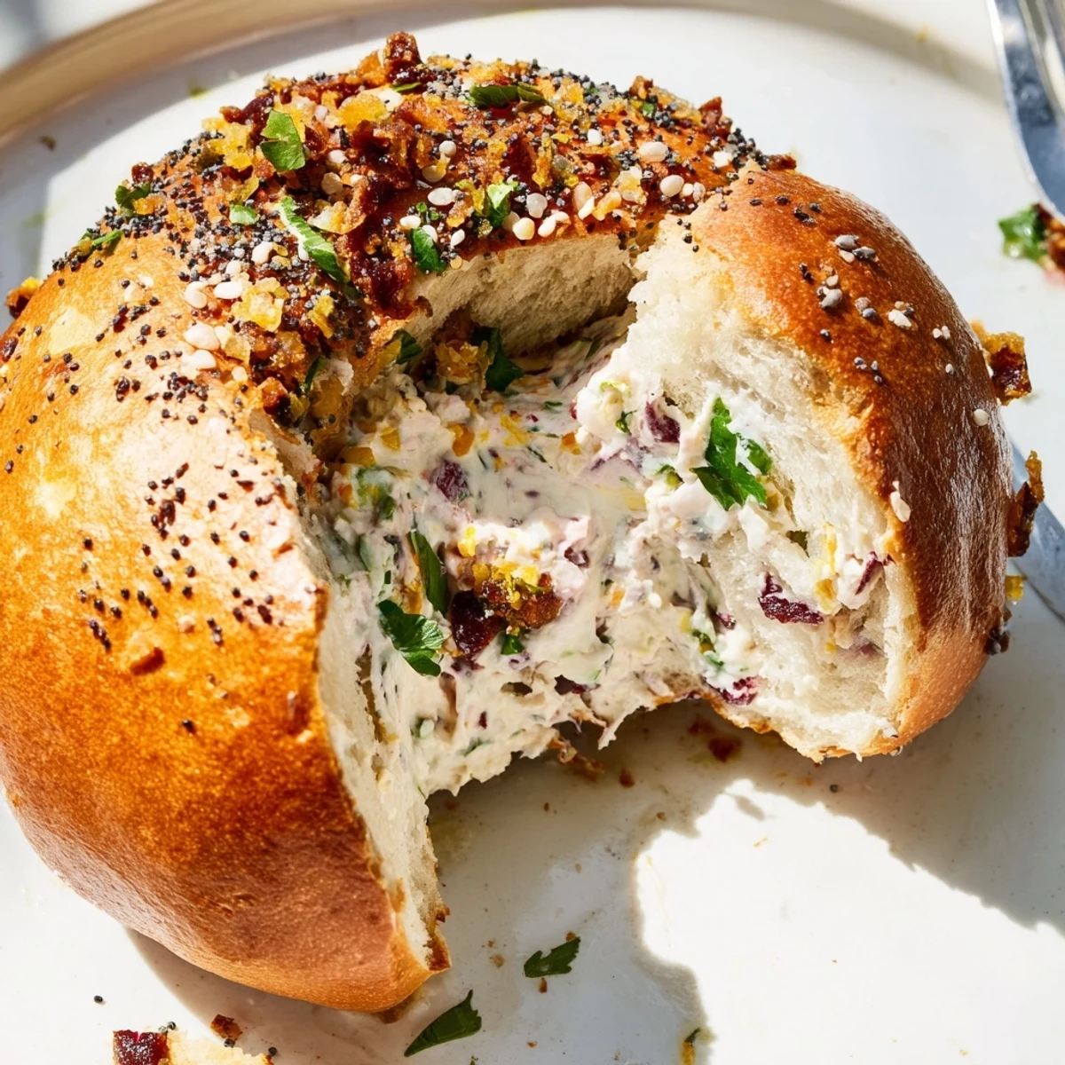 Bite-sized cranberry jalapeño dip bagel bombs perfect for festive appetizer platters.  