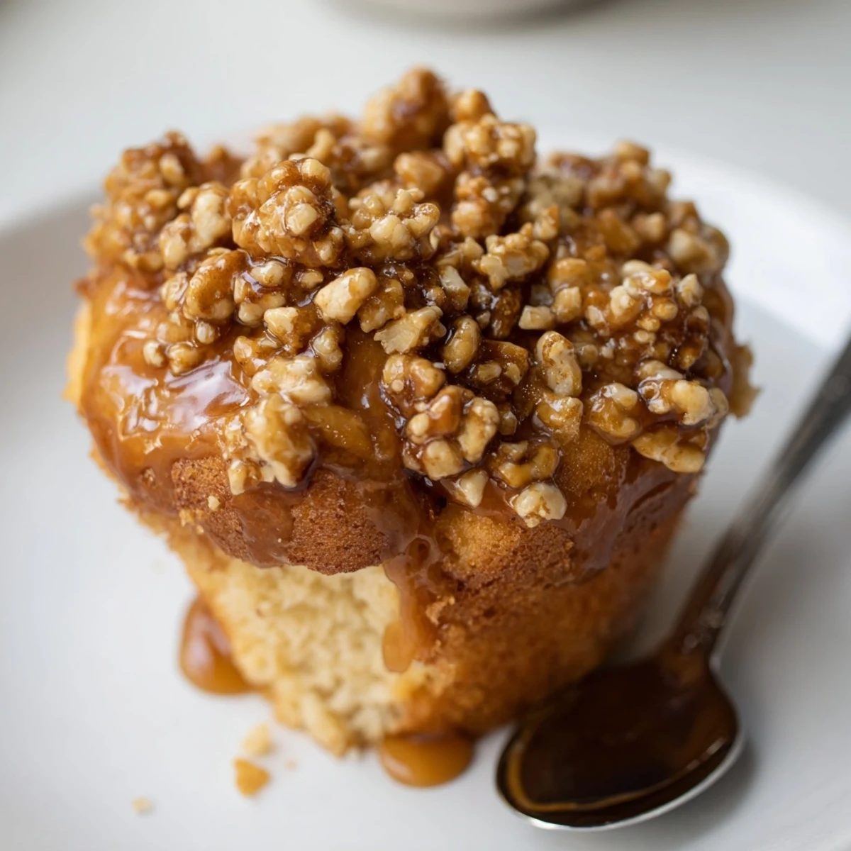 Soft Maple Glazed Pretzel Cake Muffins topped with crunchy pretzel pieces, irresistible treat.  