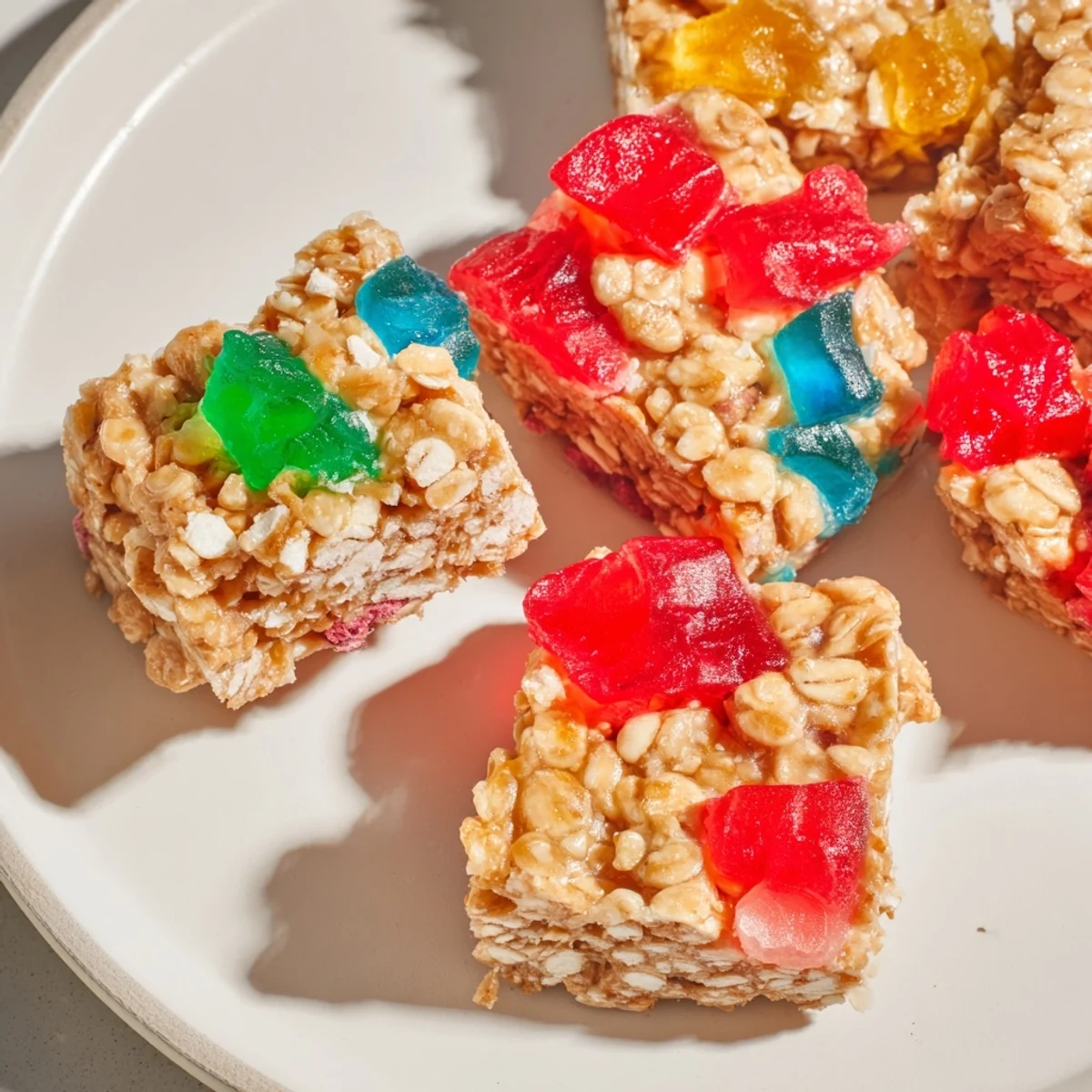 Homemade gummies and sweet freeze-dried treats unite in these delicious snack bars.  
