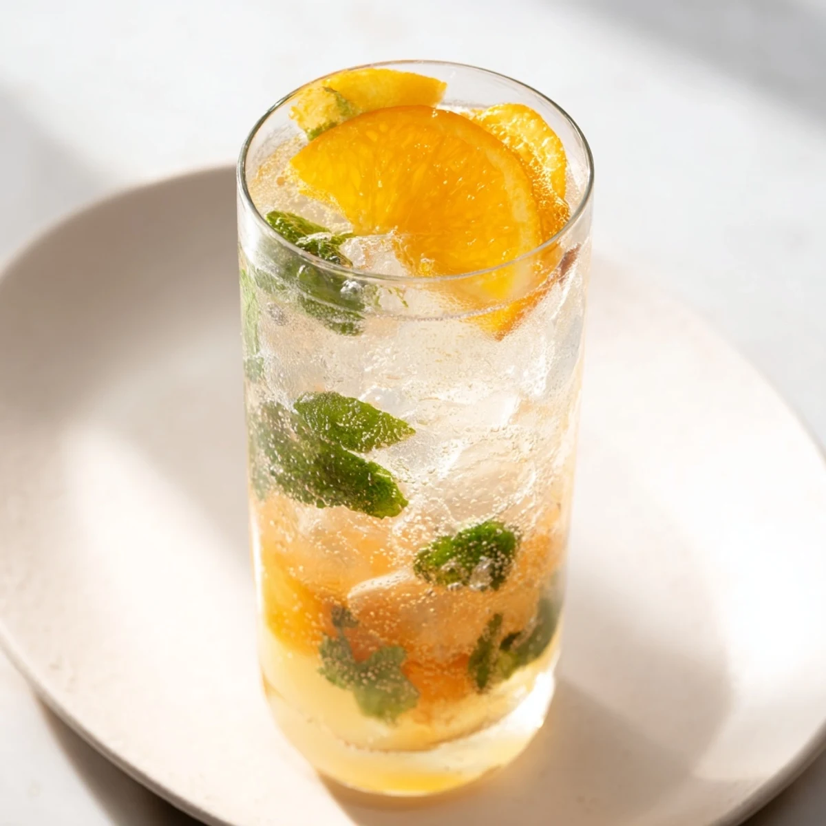 A refreshing Probiotic Soda Mocktail with citrus and mint, perfect for summer gatherings.  