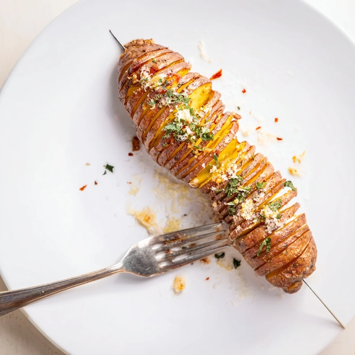 Delicious Air-Fryer Tornado Potatoes topped with Parmesan and fresh herbs for extra savor.