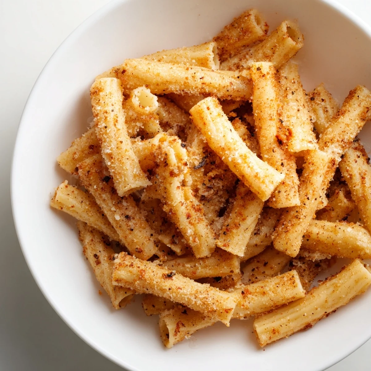 Crispy pasta chips seasoned variety, perfect for snacking with flavorful dips.