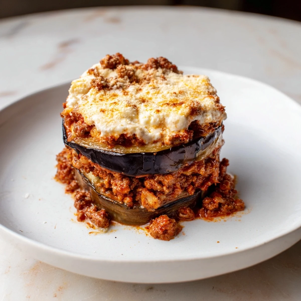Golden, bubbly Moussaka with a creamy béchamel topping, a classic Greek comfort food.