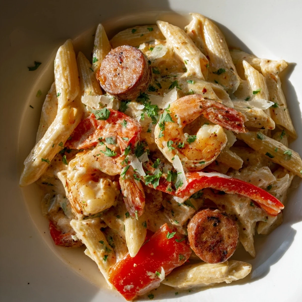 Cajun Sausage Shrimp Alfredo