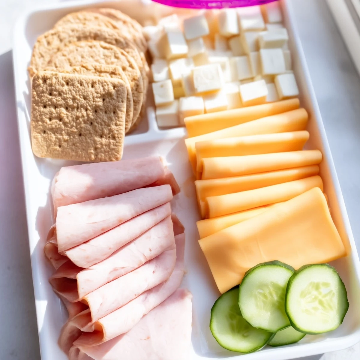 Homemade DIY Lunchables showcasing fun kid-friendly ingredients, including cheese and crackers, ready to eat.