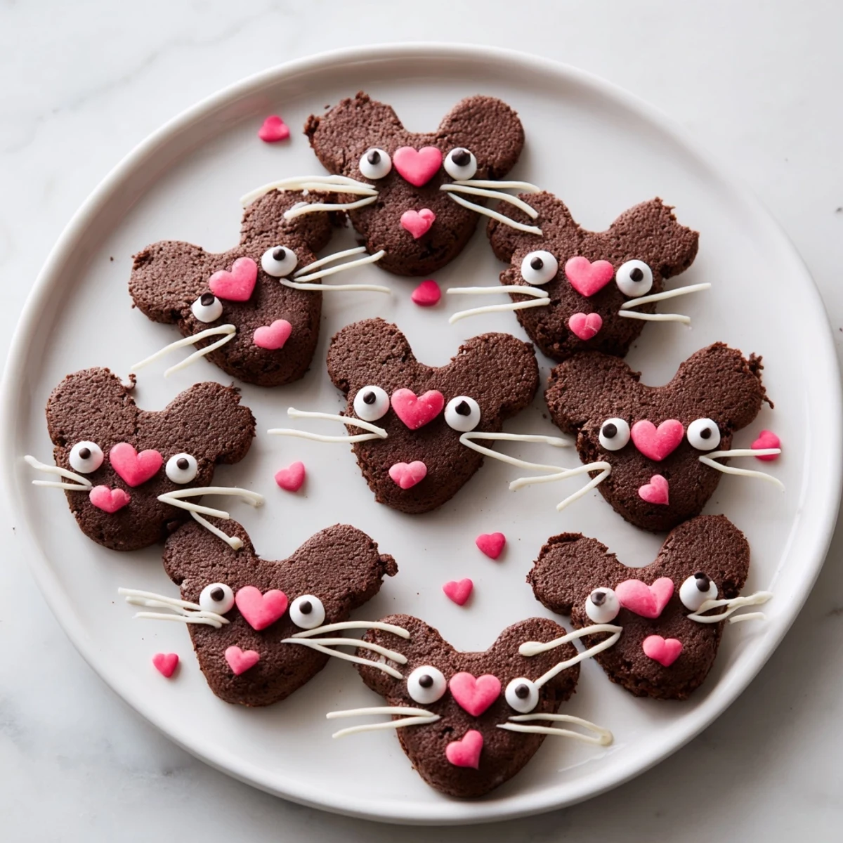 Fudgy Silly Rat Cake Brownie Bites, decorated playfully with chocolate, are a whimsical, delicious dessert.