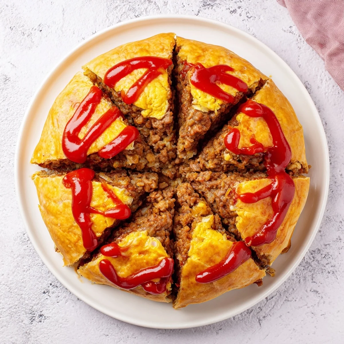 A juicy slice of Stove Top Stuffing Meatloaf Hack, glistening with a ketchup glaze, ready to serve.