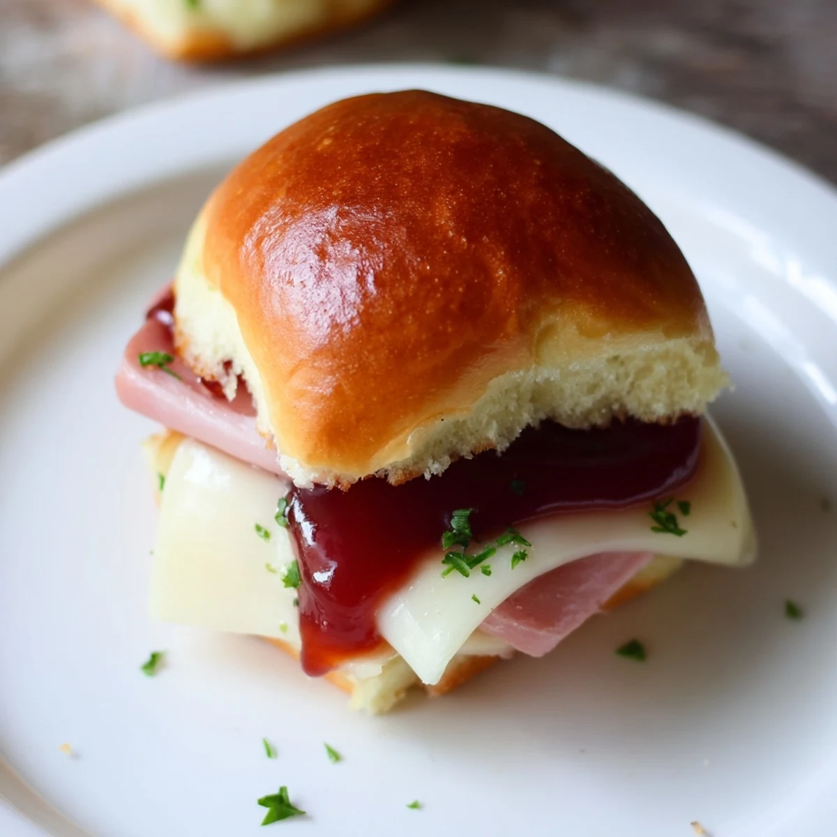 Warm and savory Cherry-Glazed Ham and Cheese Slider, perfect for game day or a quick, easy dinner idea.