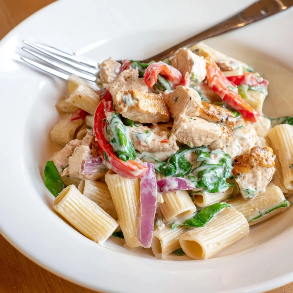 Enjoy this comforting bowl of Creamy Cajun Dirty Snow Chicken Pasta, perfectly seasoned and satisfying.