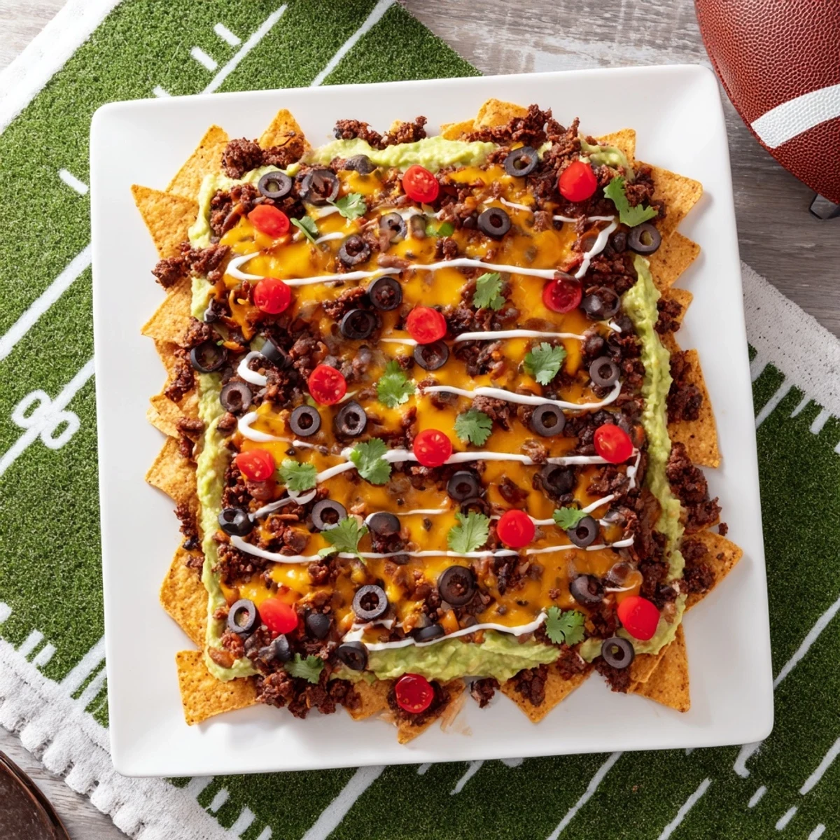 Spectacular Soccer Field Nacho Platter, a visually stunning appetizer ready for any game day celebration.