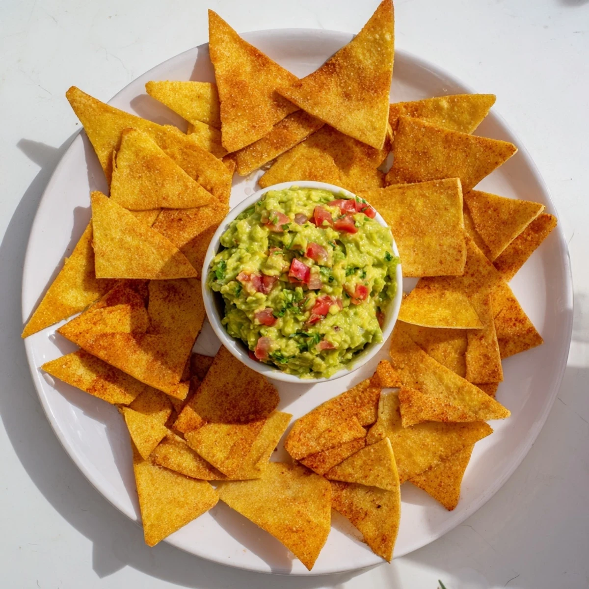 Golden pita chips and creamy guacamole: a vibrant, delicious Pita Chips and Guacamole Bowl.