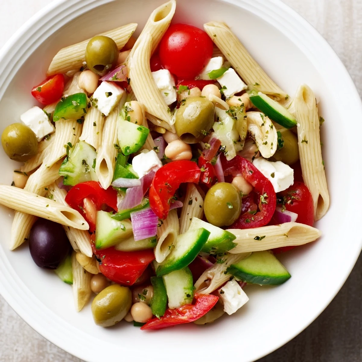 Mediterranean Pasta Salad Chickpeas