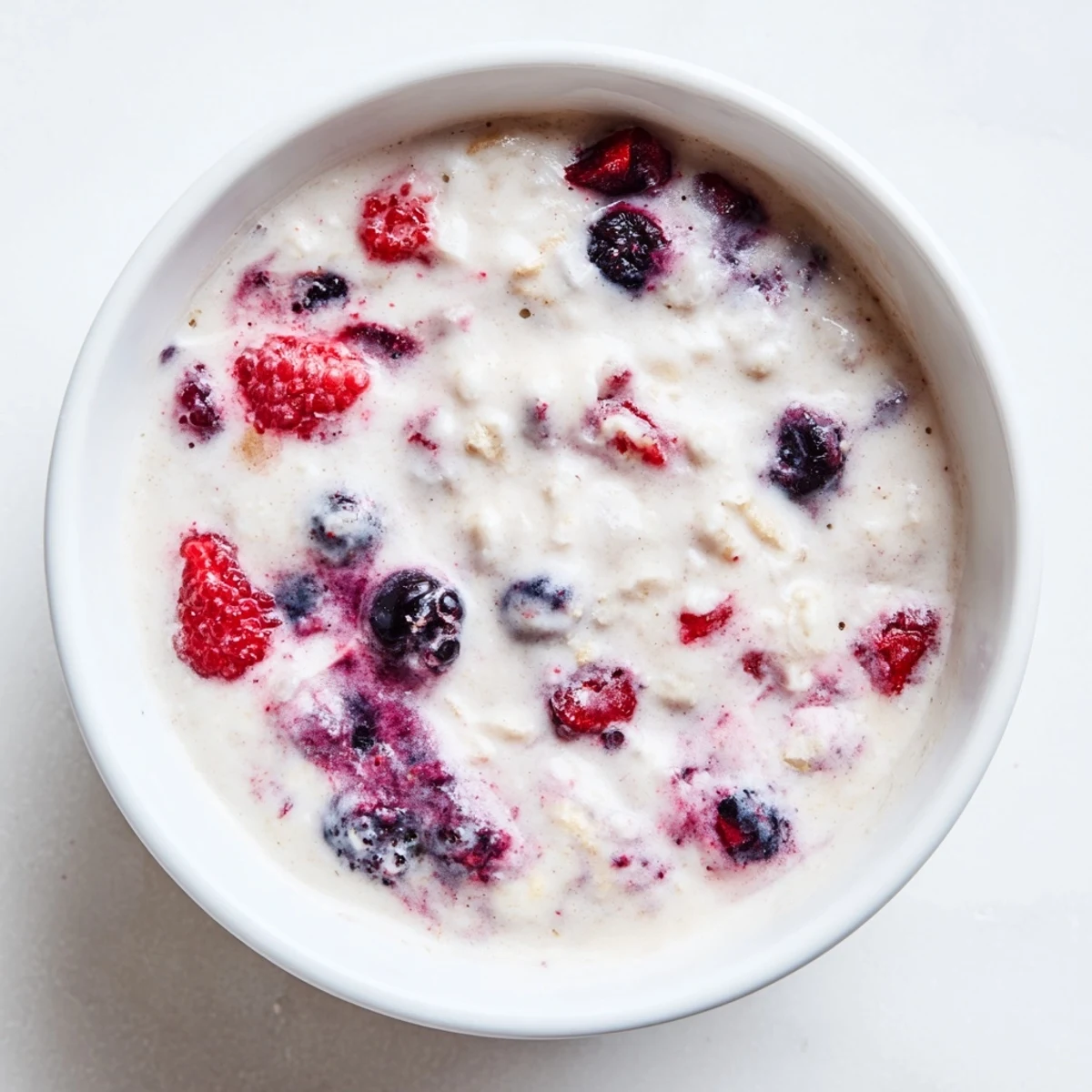 Creamy, swirled cottage cheese ice cream with mixed berries, a healthy and delightful dessert.