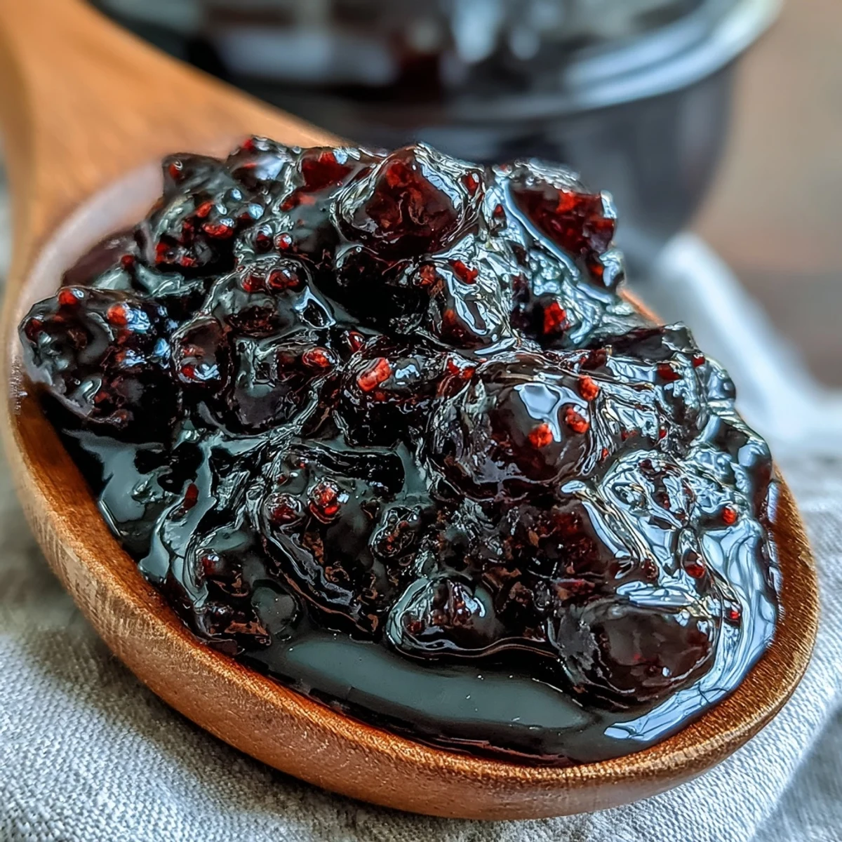 Freshly set Black Currant Jelly spread on warm sourdough toast with a cup of tea.