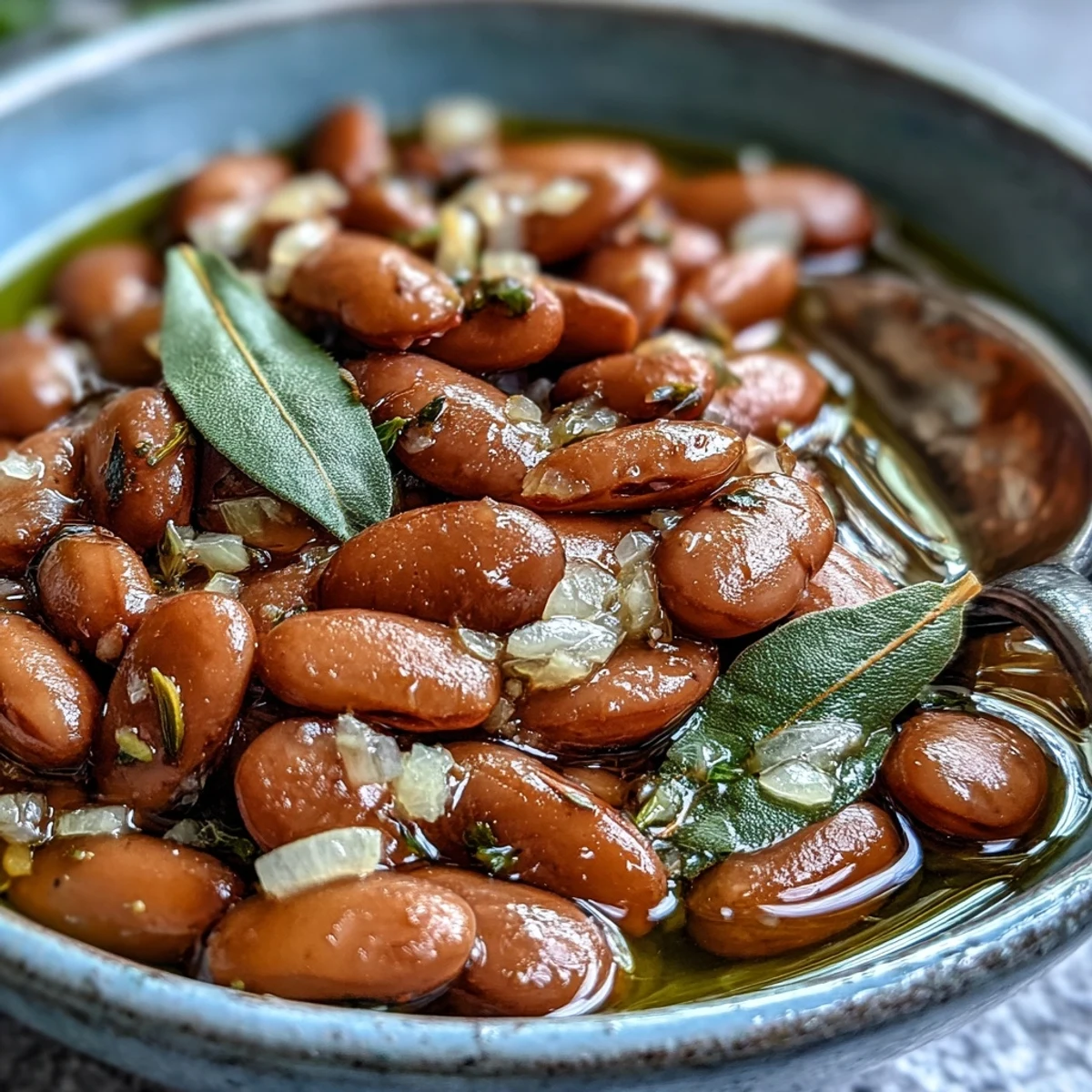 Tender Pinto Beans garnished with fresh herbs, a perfect vegan side for a hearty dinner.