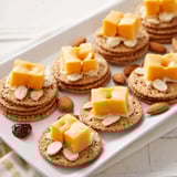 Easy Work From Home Desk Treat arranged on a tray, with colorful cheese cubes and crackers.