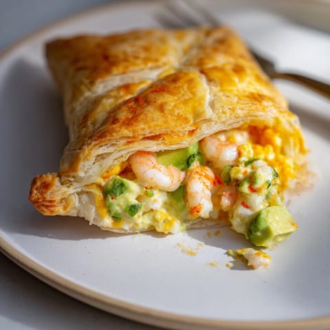 Savory Shrimp Avocado Cheddar Pockets oozing melted cheese, ready for easy weeknight dinners.