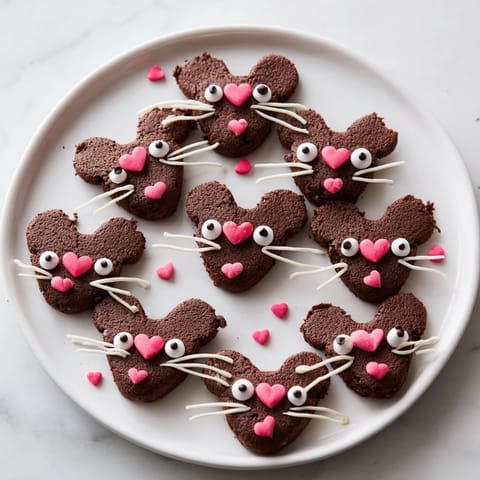 Fudgy Silly Rat Cake Brownie Bites, decorated playfully with chocolate, are a whimsical, delicious dessert.