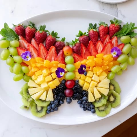 Serve the beautiful Butterfly Bloom Fruit Board with creamy yogurt dip for a delightful brunch.