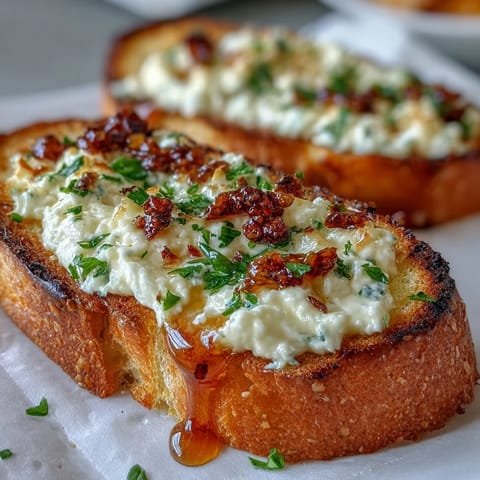 Hot Honey Ricotta Garlic Bread