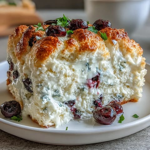 A light and airy cloud bread made with cottage cheese and fresh blueberries for a healthy treat.