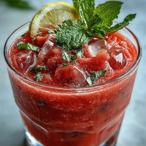 Frozen Watermelon Lemonade Slushie: vibrant, frosty, no-sugar-added summer refreshment.