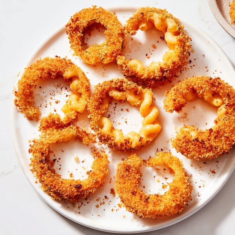 Homemade Mac and Cheese Fried Pickle Rings, a cheesy take on picnic snacks.