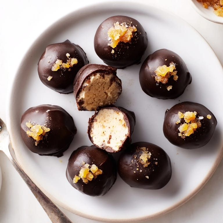 Homemade Cinnamon Ginger Ricotta Truffles ready to be chilled for dessert.