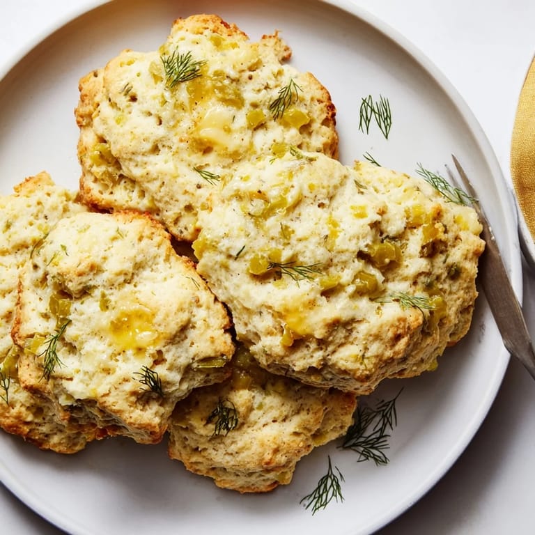 Golden brown Wacky Pickle Soda Drop Biscuits served alongside savory dishes and drinks.  