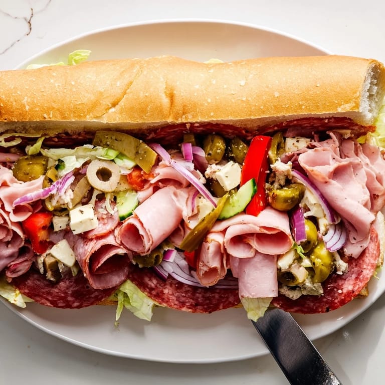 Mouthwatering Flavor Mash-Up Sandwiches layered with Italian flavors, perfect for lunch gatherings.