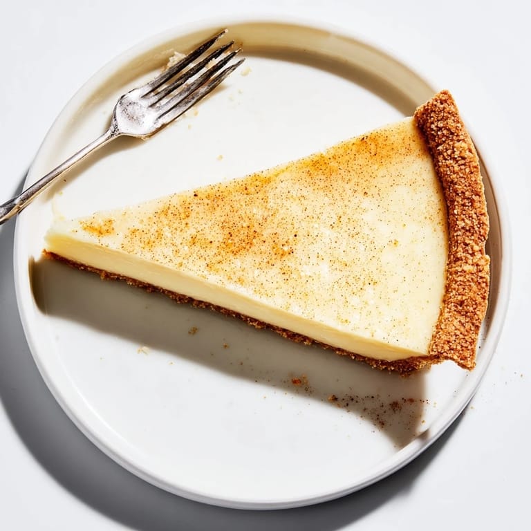 Golden-brown water pie with vanilla flavor, perfect served chilled with berries.  