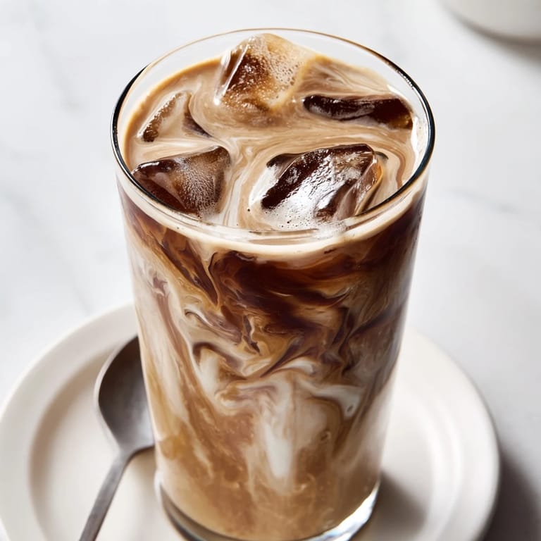 Nutty and smooth Tahini iced coffee served over ice for a delightful sip.