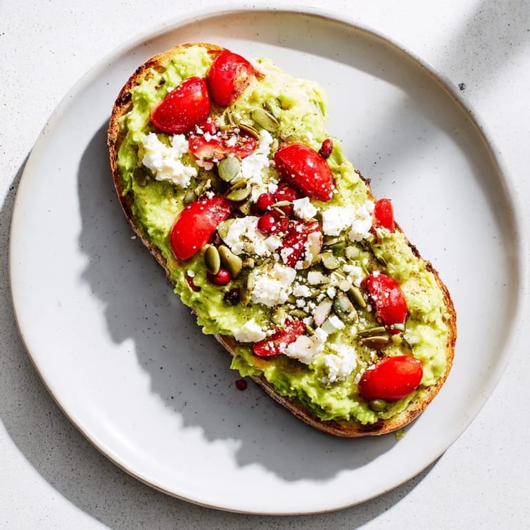 Brightly colored toppings adorn the creamy avocado on the customizable Express Holiday Avocado Toast Bar slices.