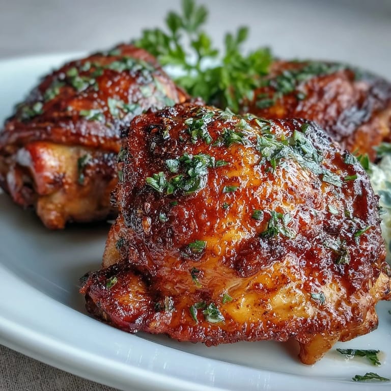 Golden-brown crispy baked bone-in chicken thighs serve as an easy, gluten-free dinner, paired with a simple side salad.
