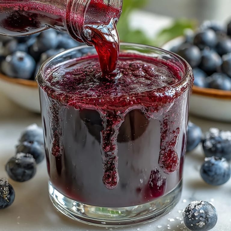 Golden-hued shrub syrup in a glass bottle, alongside fresh black currants and apple cider vinegar for a tangy-sweet drink mixer.