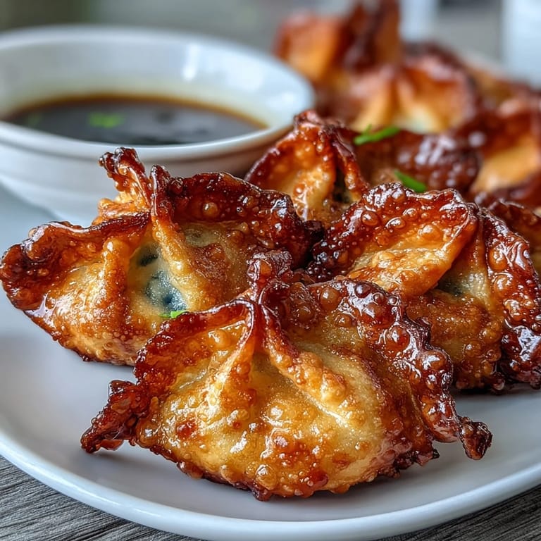 Fragrant ginger and garlic-seasoned dumplings, golden and crunchy from the air fryer, paired with a zesty soy dipping sauce for bold flavor.  