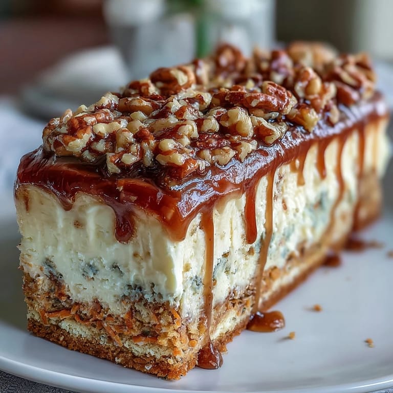 3. Luscious carrot cake cheesecake bars featuring creamy cheesecake over spiced carrot cake, finished with a light cream cheese topping.