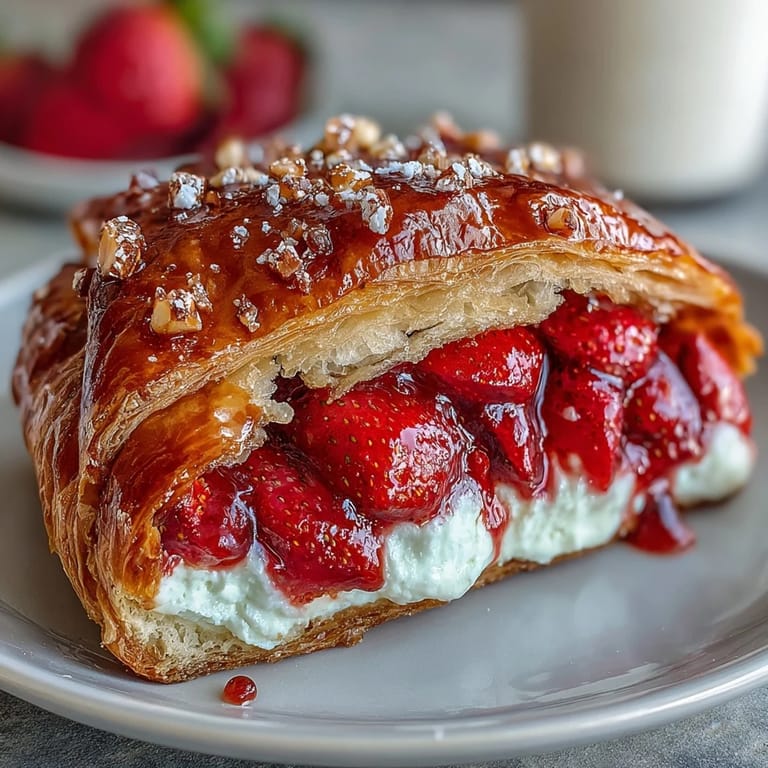 Rustic pastry tart filled with juicy fresh strawberries and creamy almond frangipane, baked to golden perfection.