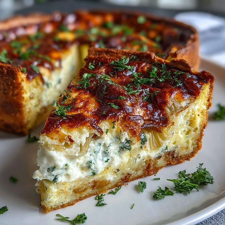 Creamy custard quiche filled with sautéed leeks, melted Gruyere, and fresh herbs in a flaky crust.