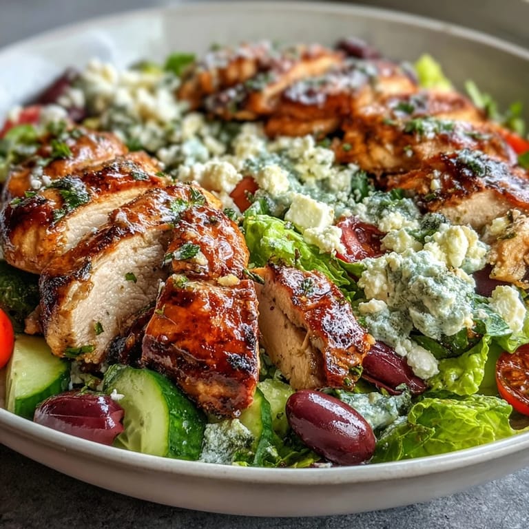 Fresh and flavorful Greek Salad Bowl with Grilled Chicken, combining grilled marinated chicken, crisp vegetables, and creamy feta, perfect for a light and nutritious lunch or dinner.