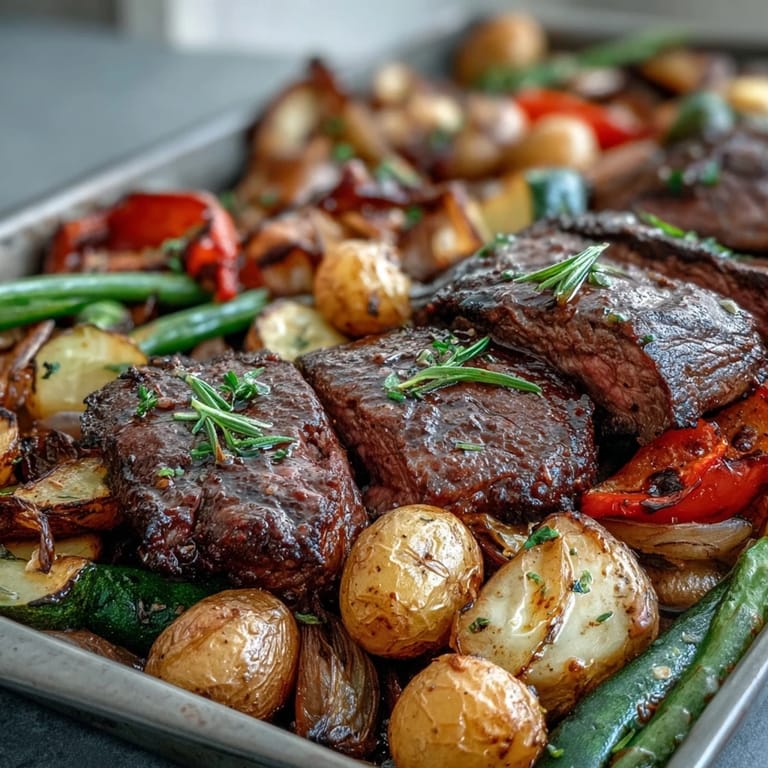 Savory Father's Day Steak and Potato Sheet Pan Dinner, all on one pan.