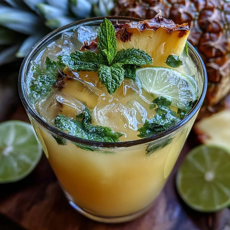 Sweet Pineapple Coconut Agua Fresca, a dairy-free Mexican-inspired drink on ice.