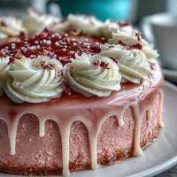 Elegant pink Bridal Shower Rosé Velvet Cake with shimmering gold drip.